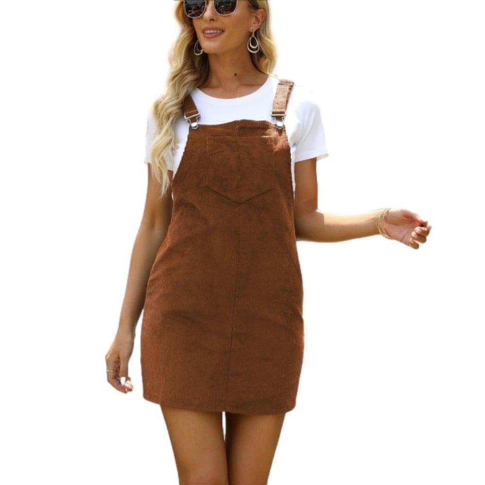 Rue 21 Women's Bronze Orange Corduroy‎ Overall Size Small Dress